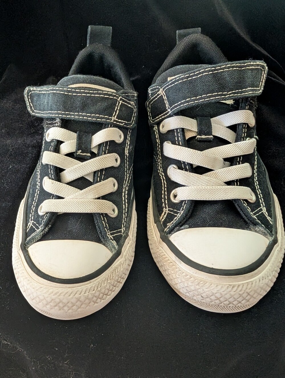 Converse Kids Black Canvas Sneakers with White Accents